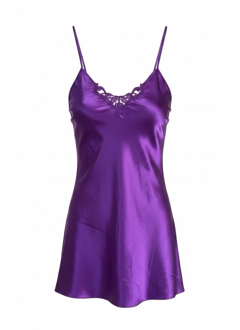 Vtg 1990’s Secret Treasures Glossy Shiny Satin Slip Dress Purple Nightgown USA S